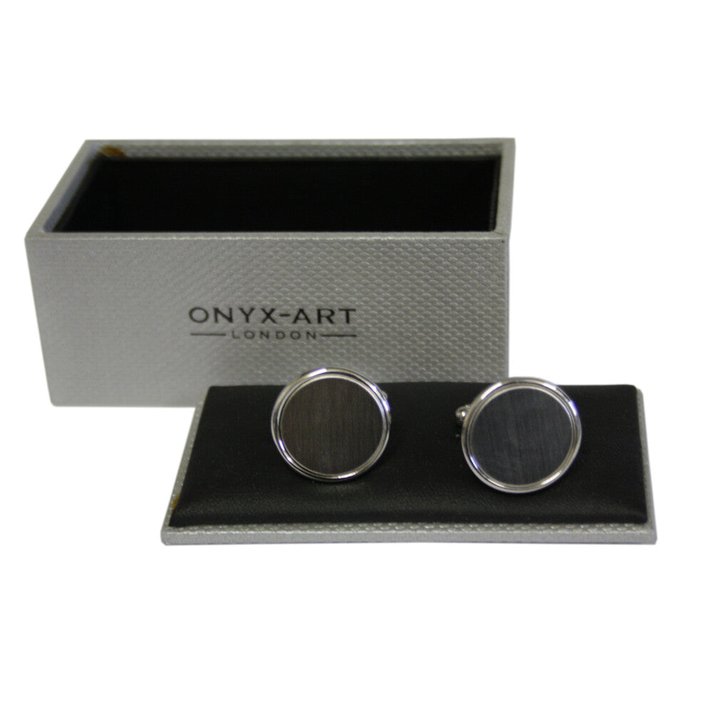 Brushed Finish Round Cufflinks