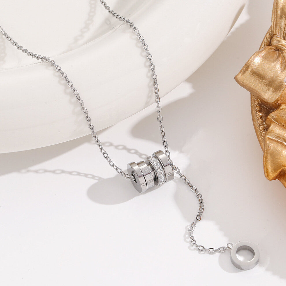 (8014-Silver) Silver titanium steel necklace for women, ins style, niche and versatile, popular collarbone chain