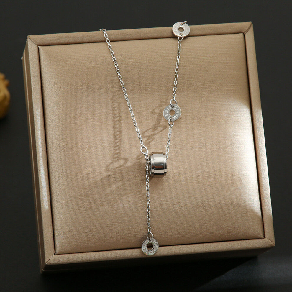 (8028-Silver) Silver titanium steel necklace for women, ins style, niche and versatile, popular collarbone chain