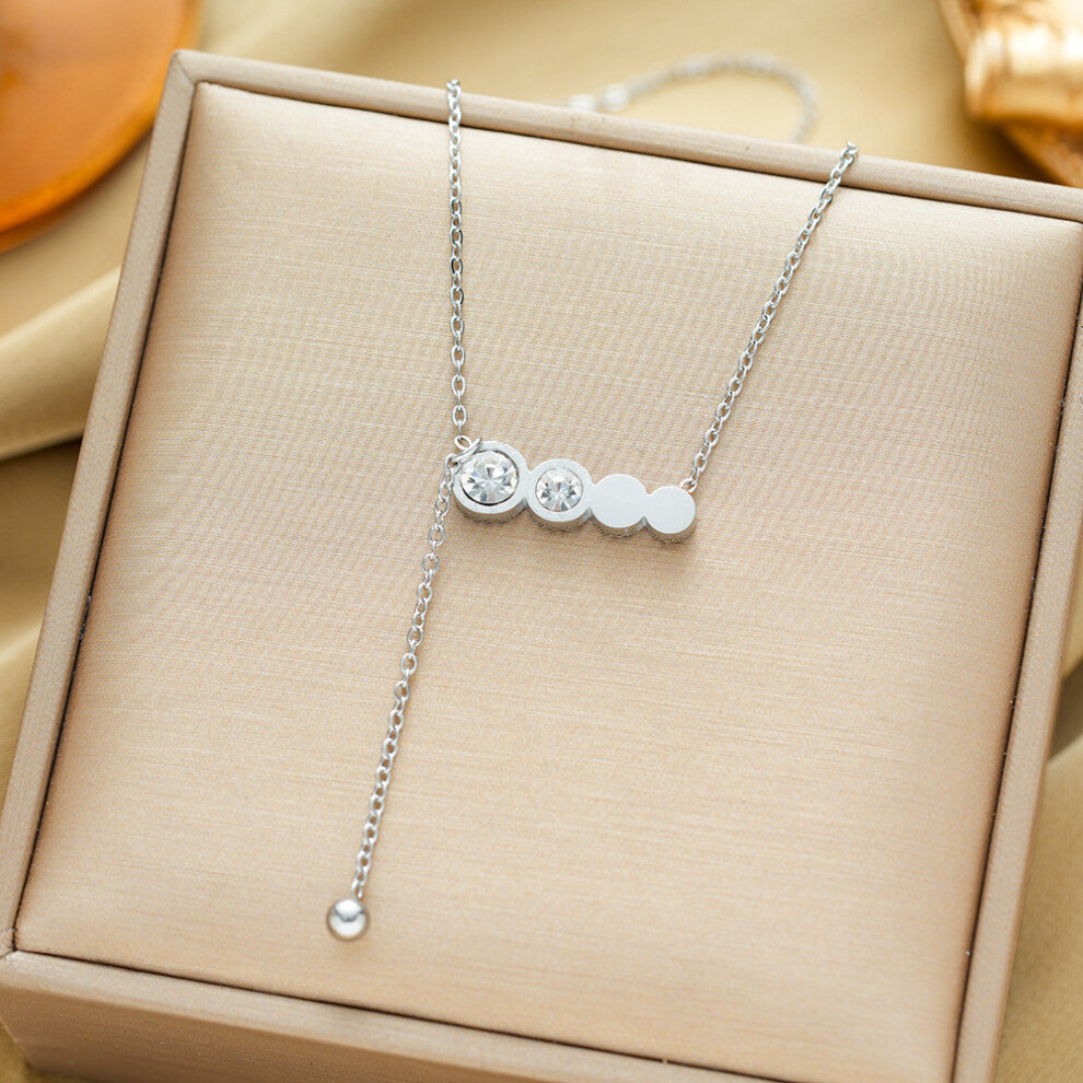 (8050-Silver) Silver titanium steel necklace for women, ins style, niche and versatile, popular collarbone chain