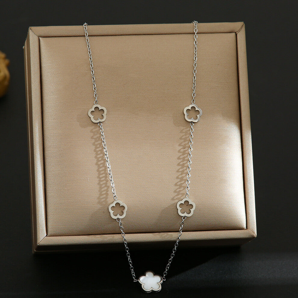 (8053-Silver) Silver titanium steel necklace for women, ins style, niche and versatile, popular collarbone chain