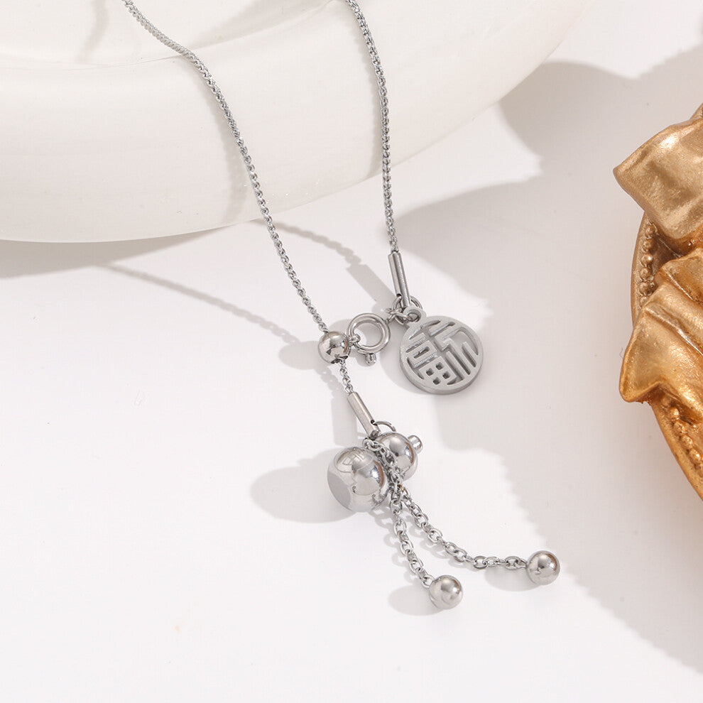 (8056-Silver) Silver titanium steel necklace for women, ins style, niche and versatile, popular collarbone chain