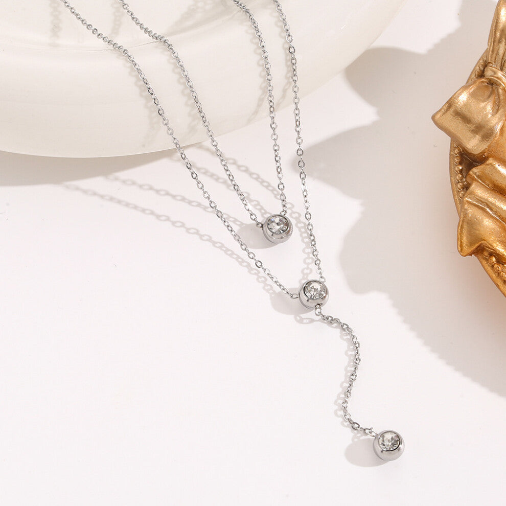 (8057-Silver) Silver titanium steel necklace for women, ins style, niche and versatile, popular collarbone chain