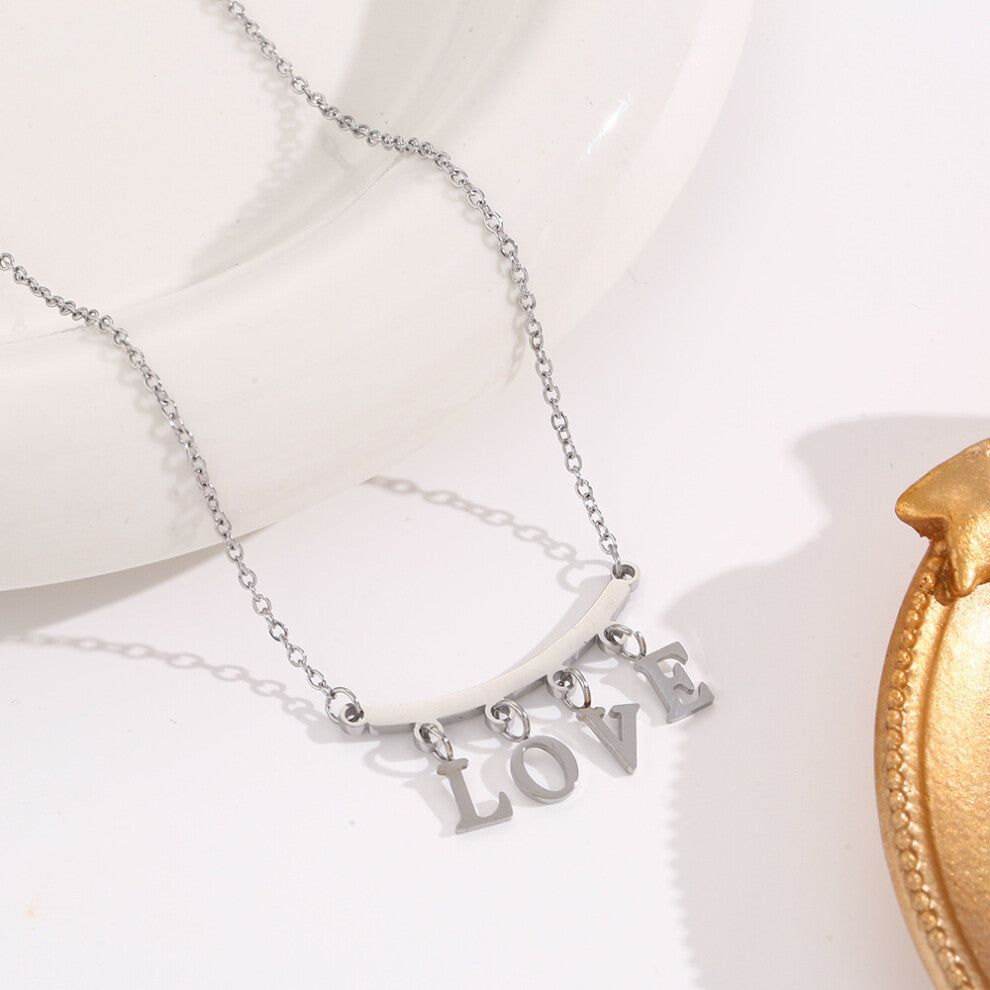 (8061-Silver) Silver titanium steel necklace for women, ins style, niche and versatile, popular collarbone chain