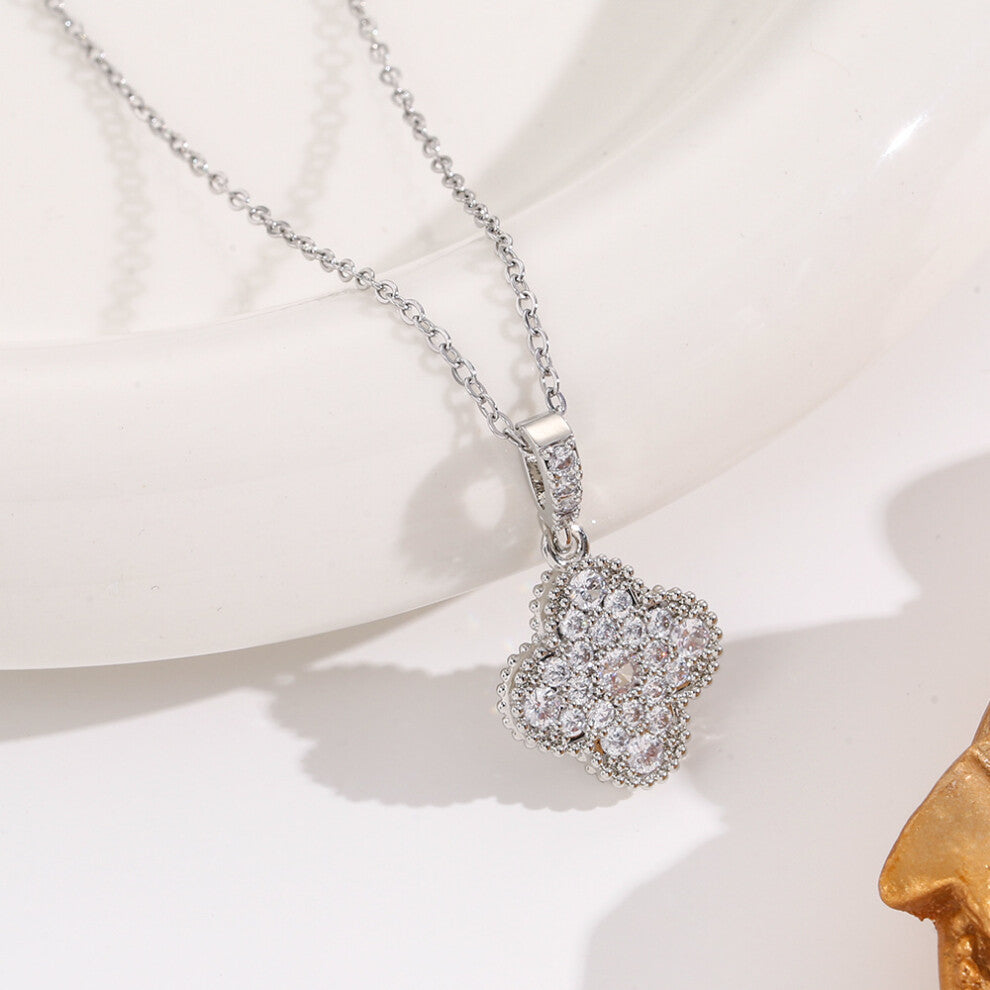 (8064-Silver) Silver titanium steel necklace for women, ins style, niche and versatile, popular collarbone chain