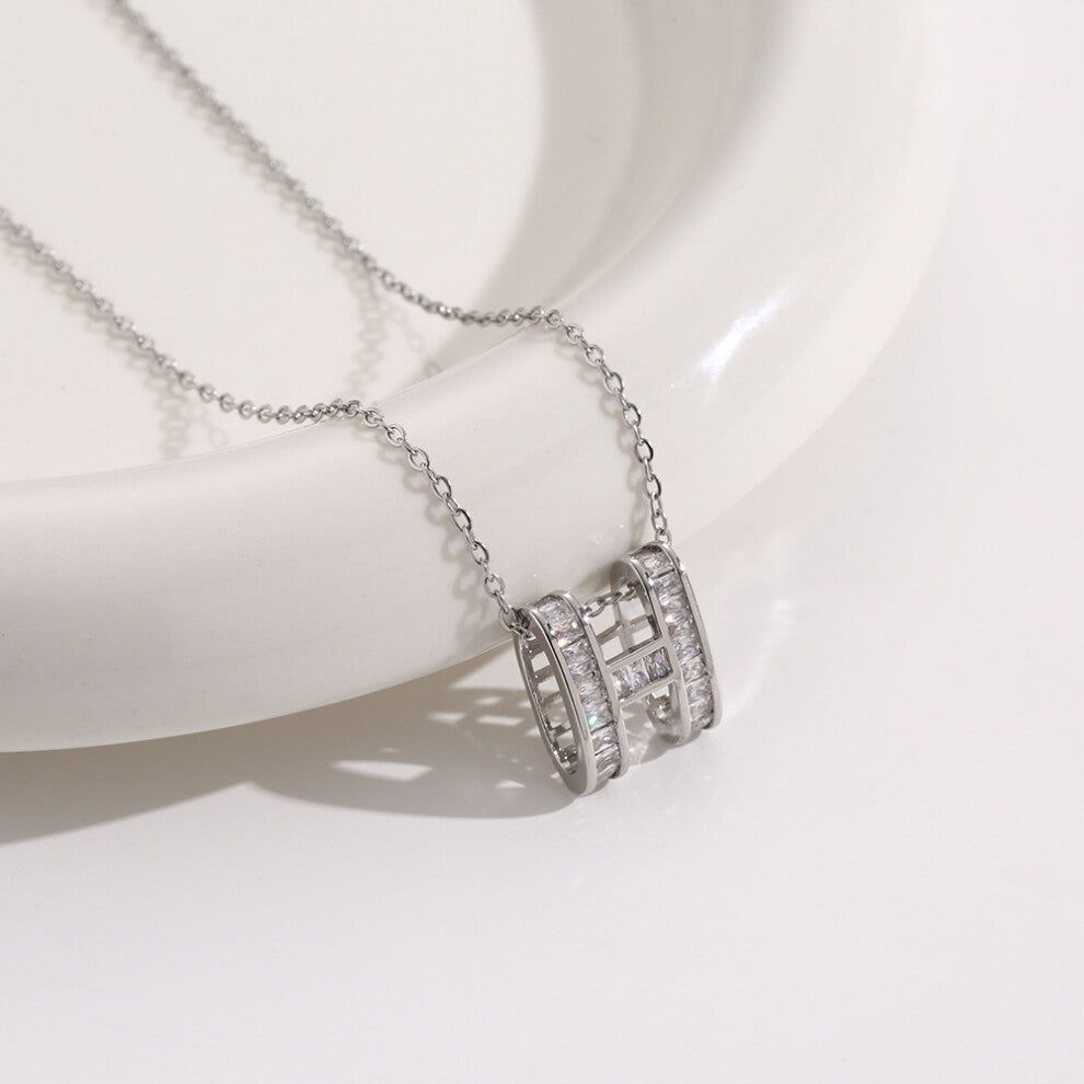 (8071-Silver) Silver titanium steel necklace for women, ins style, niche and versatile, popular collarbone chain