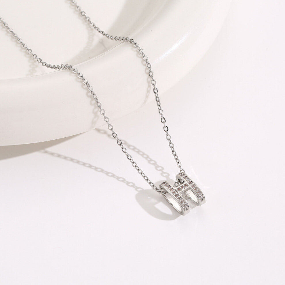 (8075-Silver) Silver titanium steel necklace for women, ins style, niche and versatile, popular collarbone chain