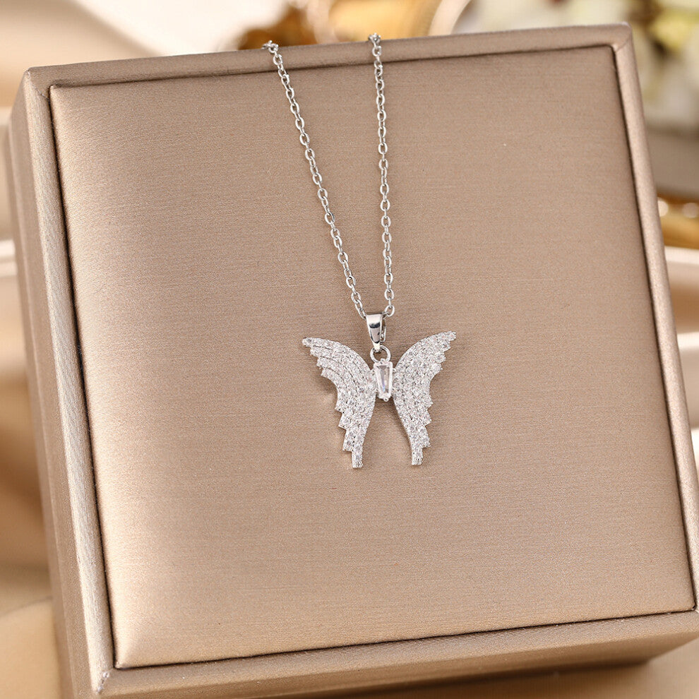 (8077-Silver) Silver titanium steel necklace for women, ins style, niche and versatile, popular collarbone chain