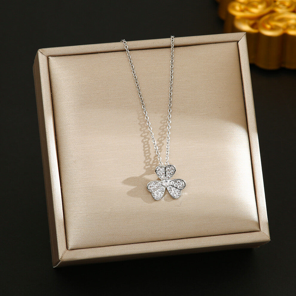 (8078-Silver) Silver titanium steel necklace for women, ins style, niche and versatile, popular collarbone chain