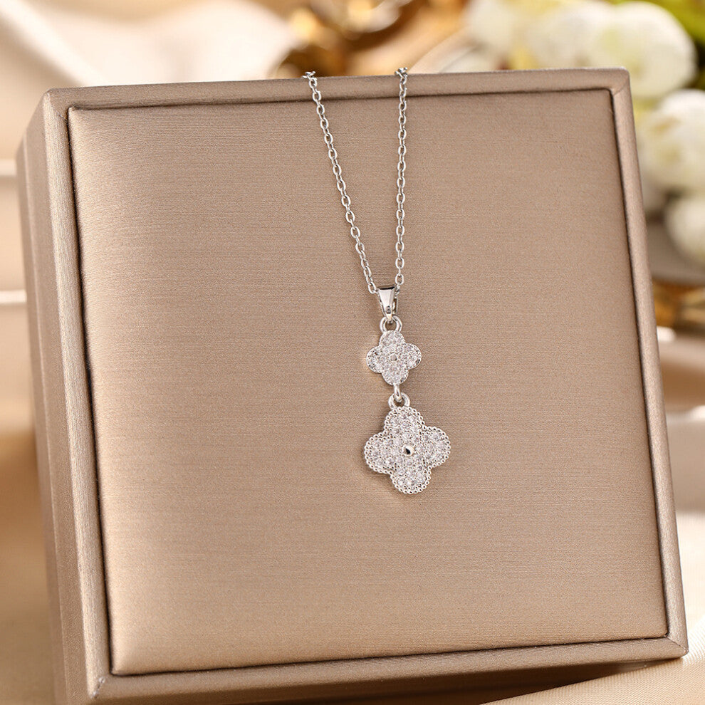 (8083-Silver) Silver titanium steel necklace for women, ins style, niche and versatile, popular collarbone chain