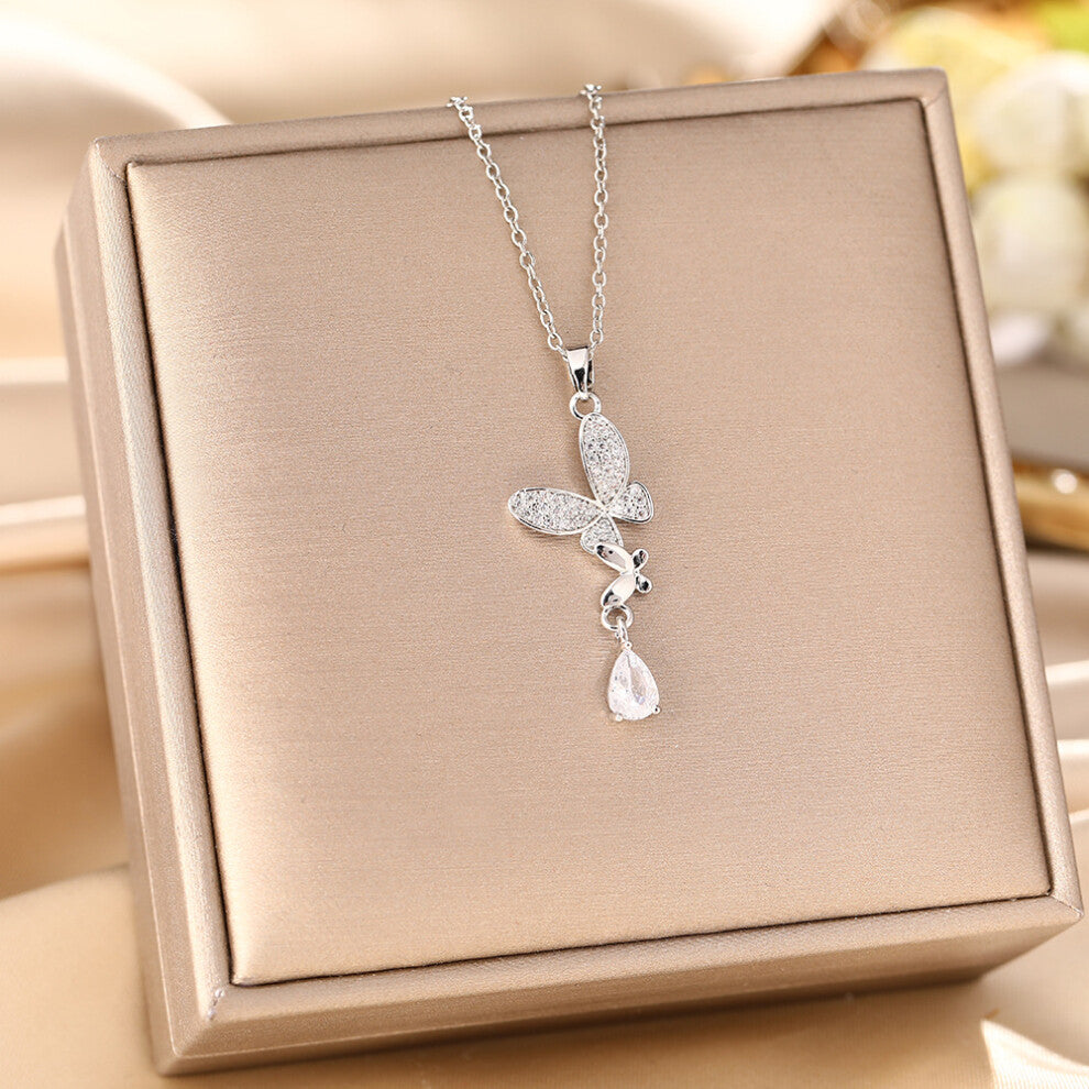 (8099-Silver) Silver titanium steel necklace for women, ins style, niche and versatile, popular collarbone chain