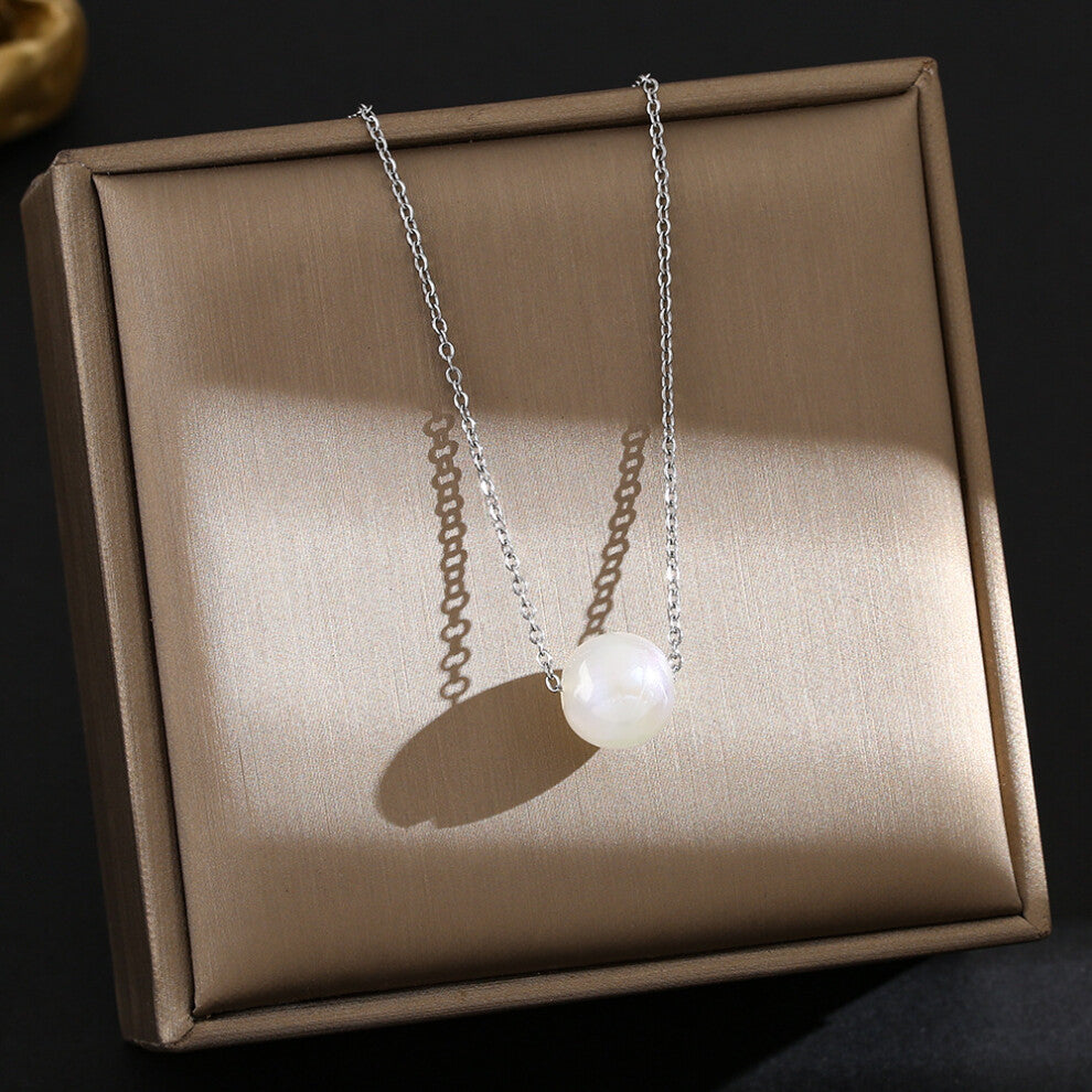 (8116-Silver) Silver titanium steel necklace for women, ins style, niche and versatile, popular collarbone chain