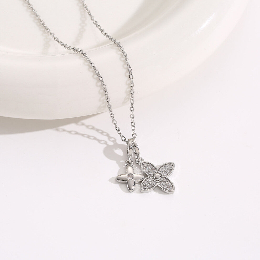 (8121-Silver) Silver titanium steel necklace for women, ins style, niche and versatile, popular collarbone chain