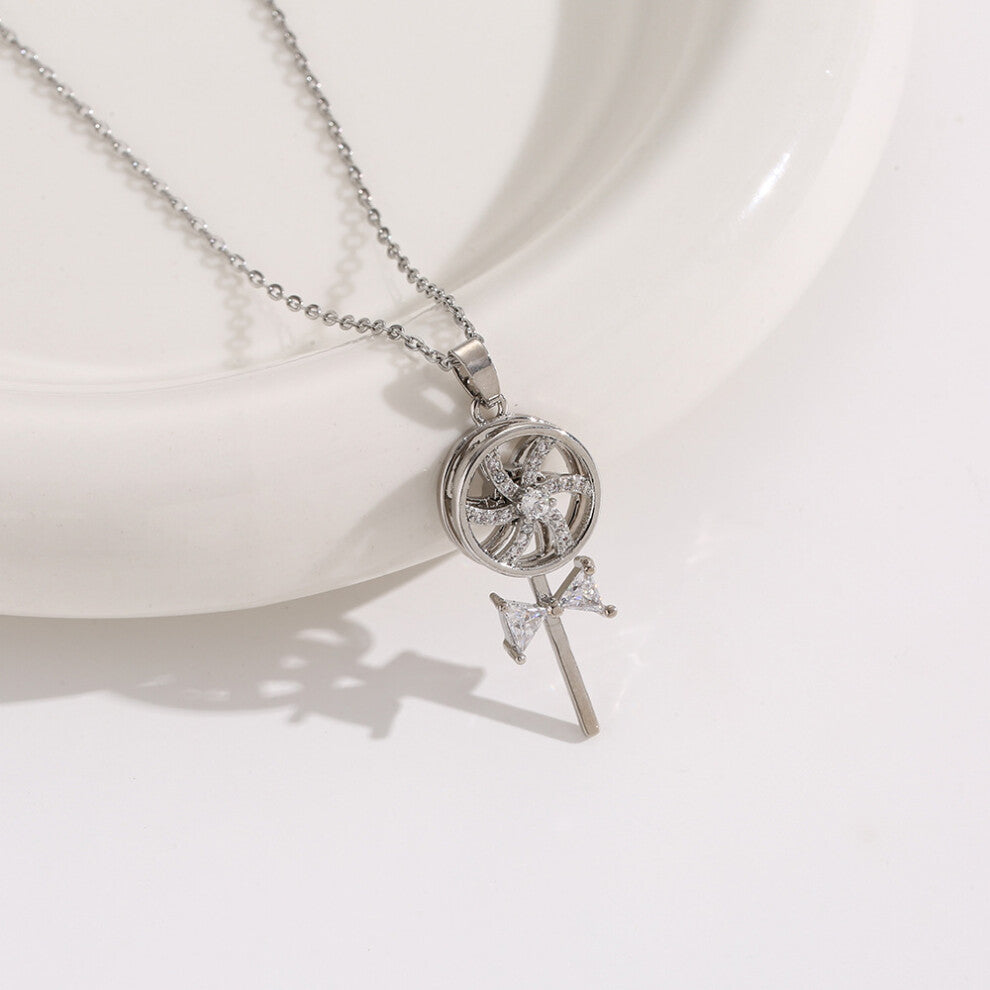 (8126-Silver) Silver titanium steel necklace for women, ins style, niche and versatile, popular collarbone chain