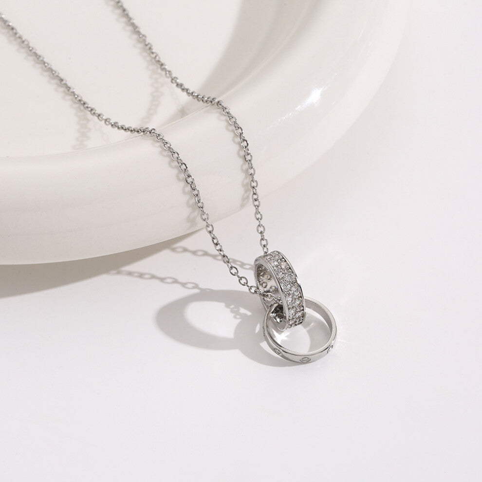 (8128-Silver) Silver titanium steel necklace for women, ins style, niche and versatile, popular collarbone chain