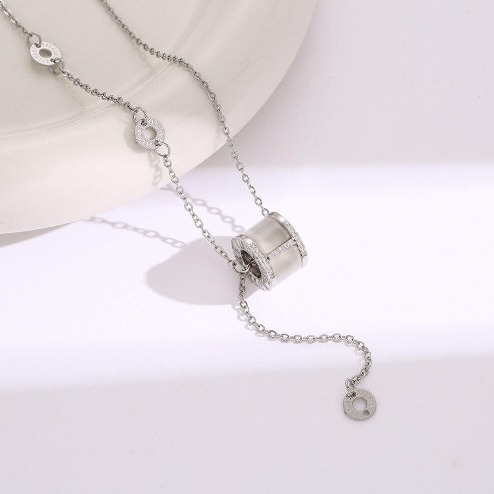 (8140-Silver) Silver titanium steel necklace for women, ins style, niche and versatile, popular collarbone chain