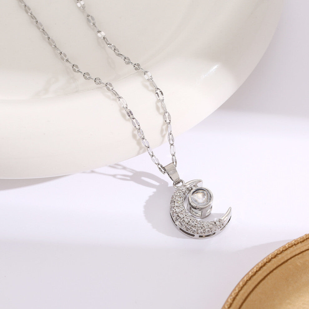 (8143-Silver) Silver titanium steel necklace for women, ins style, niche and versatile, popular collarbone chain