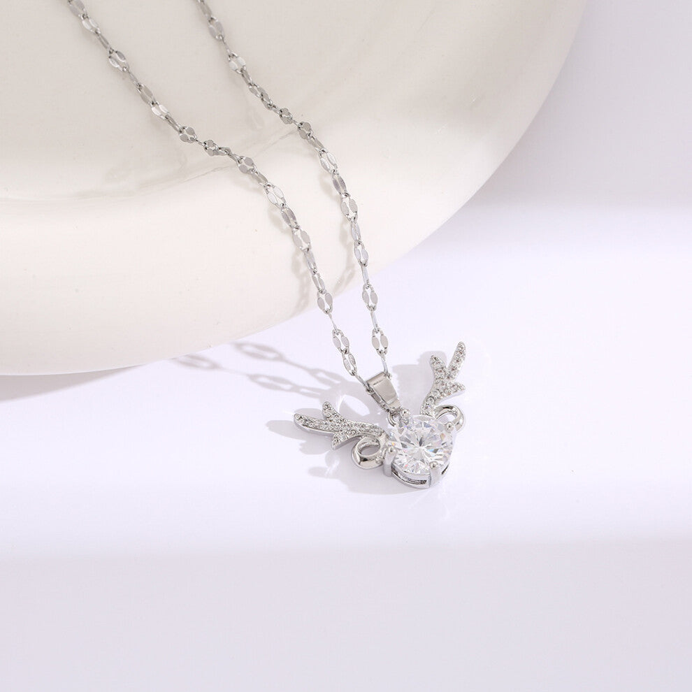 (8152-Silver) Silver titanium steel necklace for women, ins style, niche and versatile, popular collarbone chain