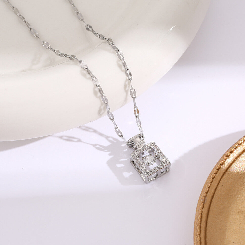 (8153-Silver) Silver titanium steel necklace for women, ins style, niche and versatile, popular collarbone chain