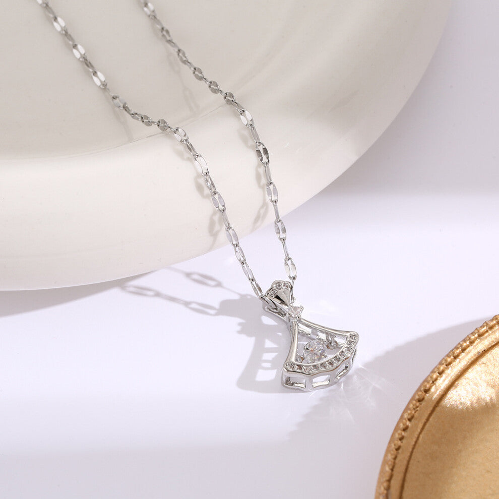 (8162-Silver) Silver titanium steel necklace for women, ins style, niche and versatile, popular collarbone chain