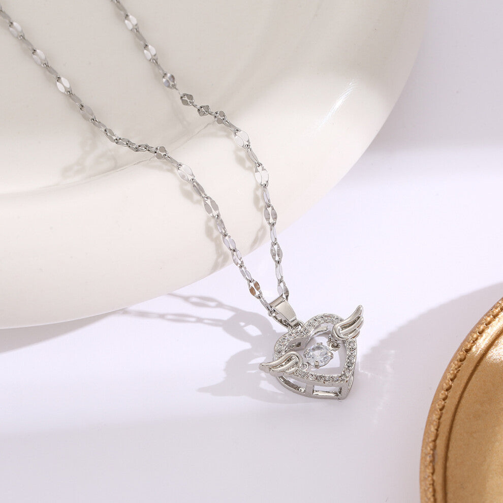 (8163-Silver) Silver titanium steel necklace for women, ins style, niche and versatile, popular collarbone chain