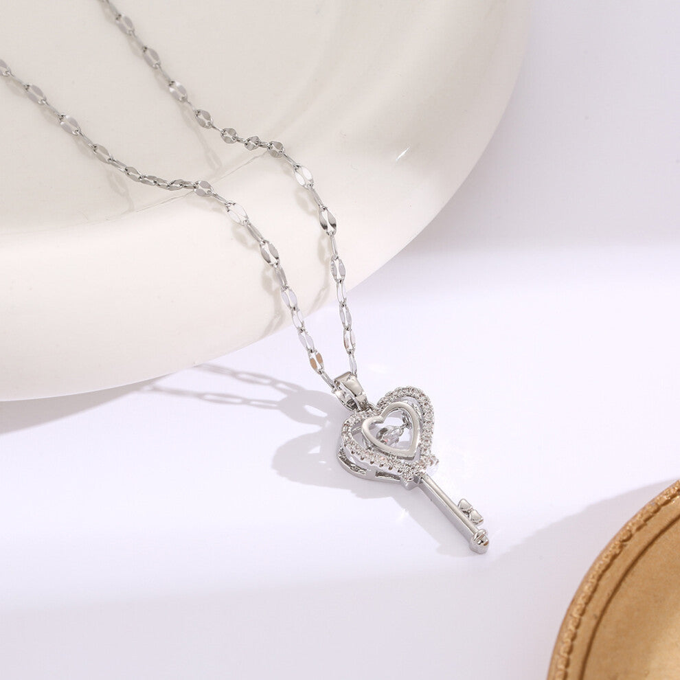 (8164-Silver) Silver titanium steel necklace for women, ins style, niche and versatile, popular collarbone chain