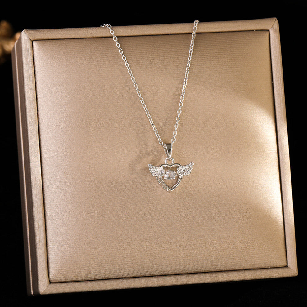 (8165-A silver and lively heart) Silver titanium steel necklace for women, ins style, niche and versatile, popular collarbone chain