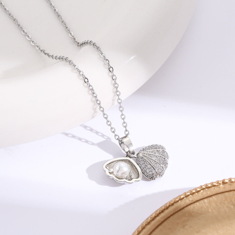 (8169-Silver) Silver titanium steel necklace for women, ins style, niche and versatile, popular collarbone chain