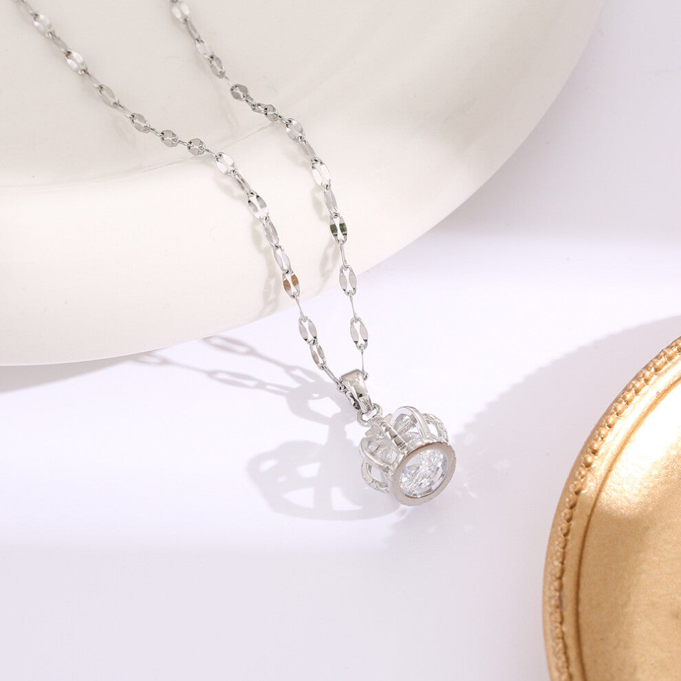 (8170-Silver) Silver titanium steel necklace for women, ins style, niche and versatile, popular collarbone chain