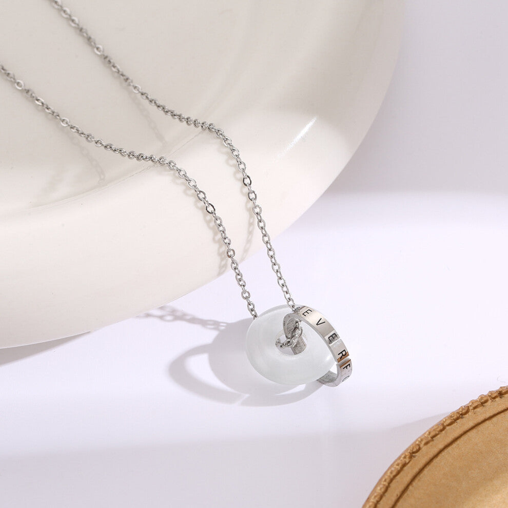 (8192-Silver) Silver titanium steel necklace for women, ins style, niche and versatile, popular collarbone chain