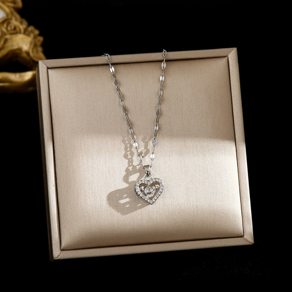 (8195-Silver) Silver titanium steel necklace for women, ins style, niche and versatile, popular collarbone chain