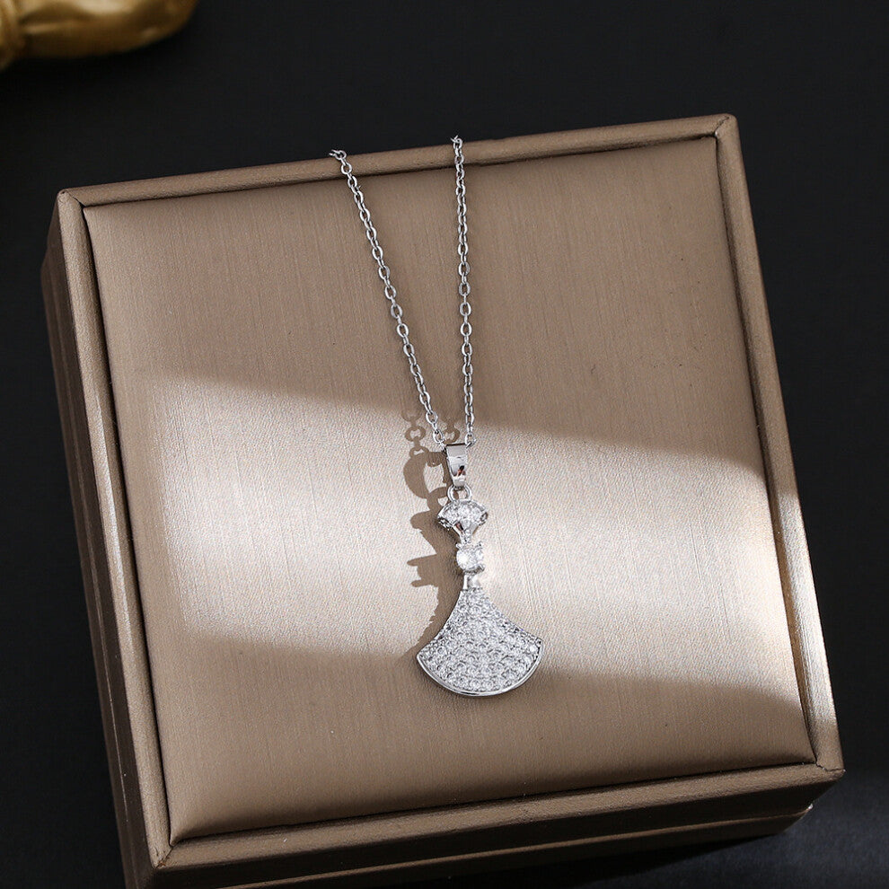 (8198-Silver) Silver titanium steel necklace for women, ins style, niche and versatile, popular collarbone chain
