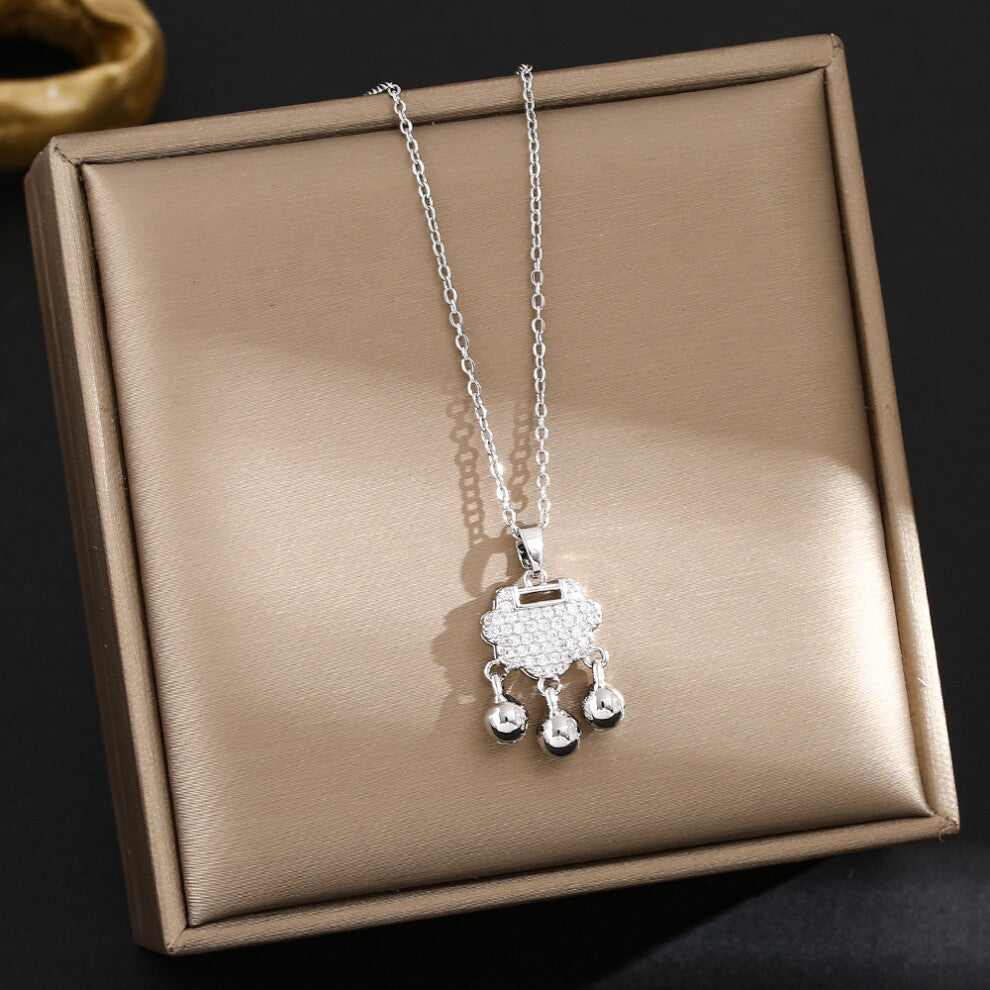 (8208-Silver) Silver titanium steel necklace for women, ins style, niche and versatile, popular collarbone chain