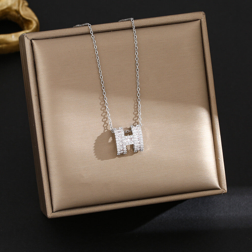 (8209-Silver) Silver titanium steel necklace for women, ins style, niche and versatile, popular collarbone chain