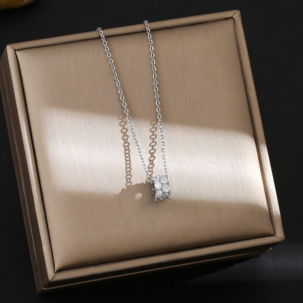 (8210-Silver) Silver titanium steel necklace for women, ins style, niche and versatile, popular collarbone chain