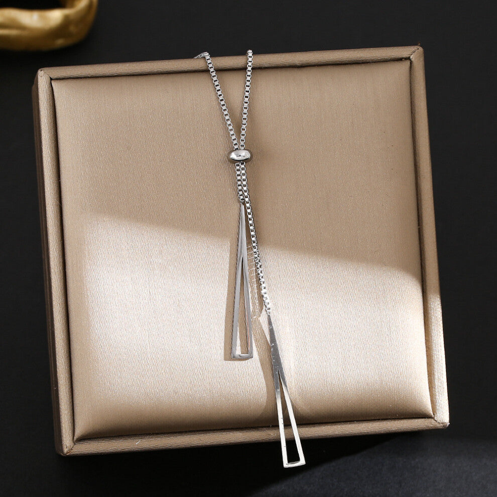 (8211-Silver) Silver titanium steel necklace for women, ins style, niche and versatile, popular collarbone chain