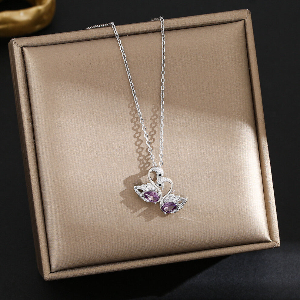 (8212-Silver) Silver titanium steel necklace for women, ins style, niche and versatile, popular collarbone chain