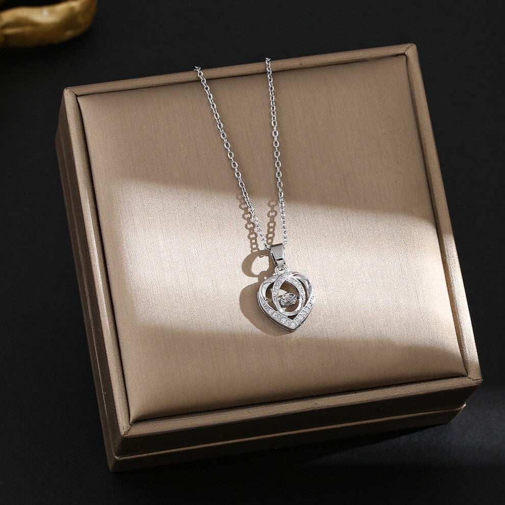 (8215-Silver white) Silver titanium steel necklace for women, ins style, niche and versatile, popular collarbone chain