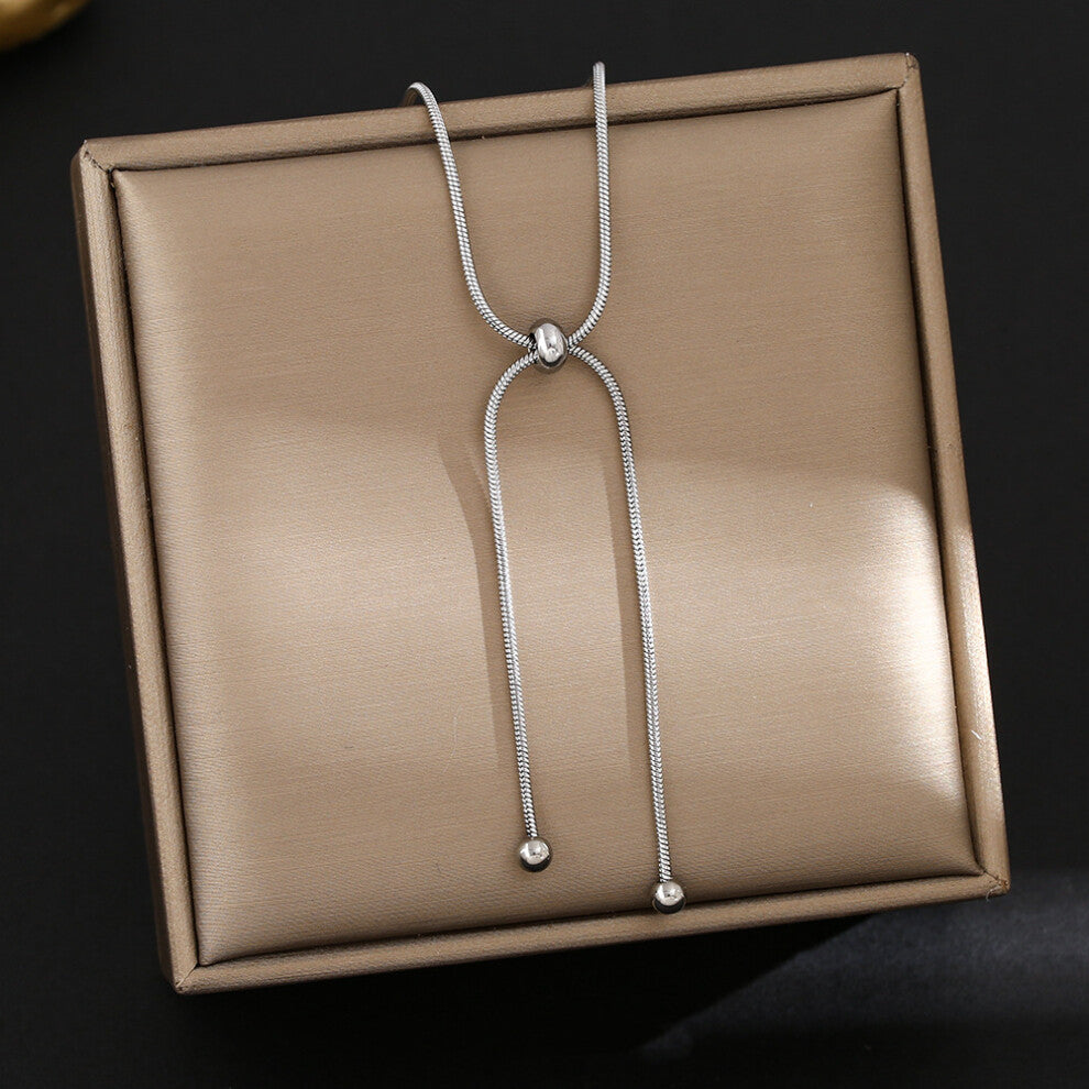 (8225-Silver) Silver titanium steel necklace for women, ins style, niche and versatile, popular collarbone chain