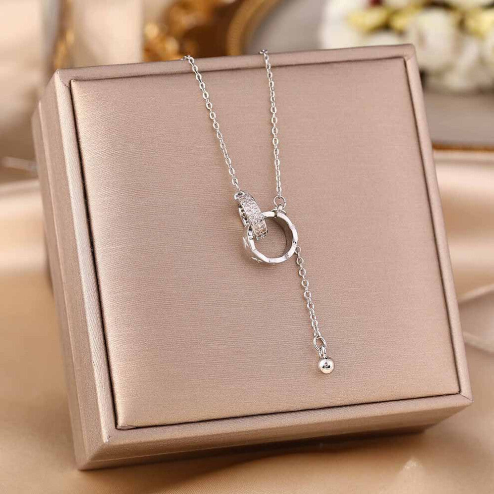 (8233-Silver) Silver titanium steel necklace for women, ins style, niche and versatile, popular collarbone chain