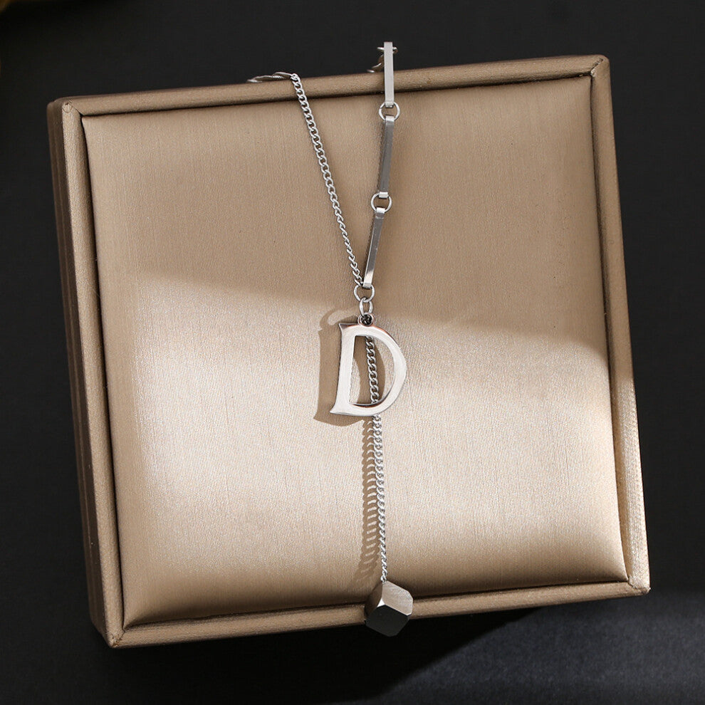 (8234-Silver) Silver titanium steel necklace for women, ins style, niche and versatile, popular collarbone chain