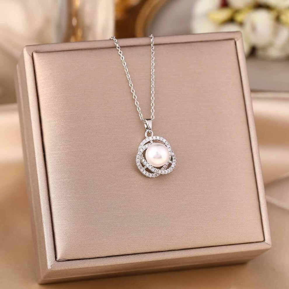 (8235-Silver) Silver titanium steel necklace for women, ins style, niche and versatile, popular collarbone chain
