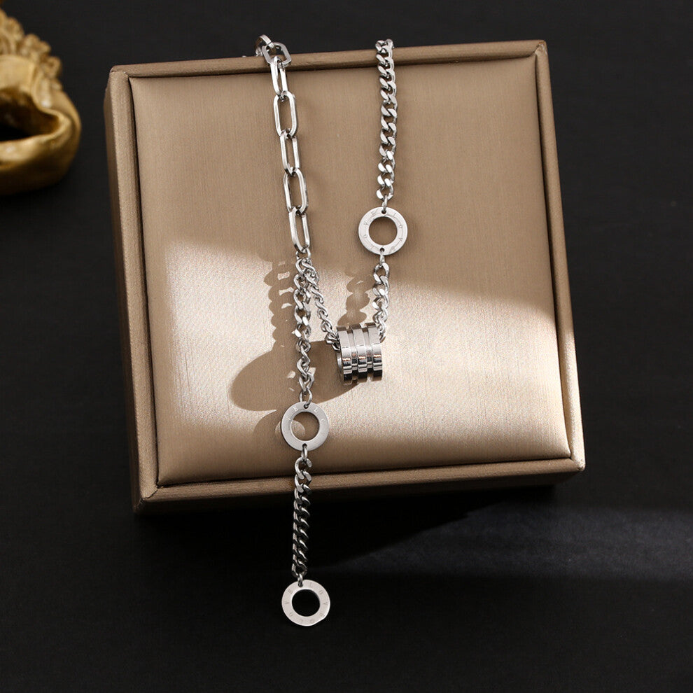 (8259-Silver) Silver titanium steel necklace for women, ins style, niche and versatile, popular collarbone chain