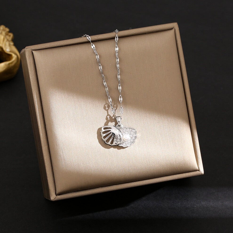 (8261-Silver) Silver titanium steel necklace for women, ins style, niche and versatile, popular collarbone chain