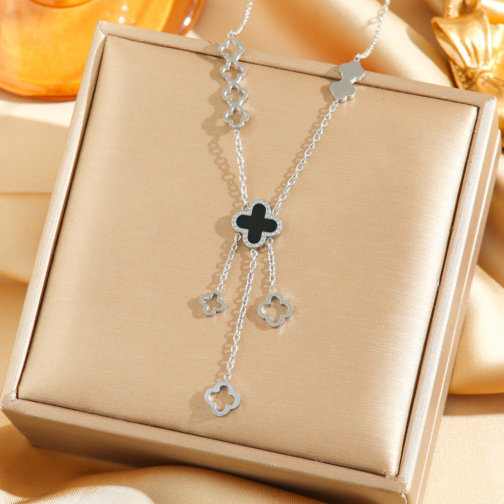 (8264-Silver) Silver titanium steel necklace for women, ins style, niche and versatile, popular collarbone chain
