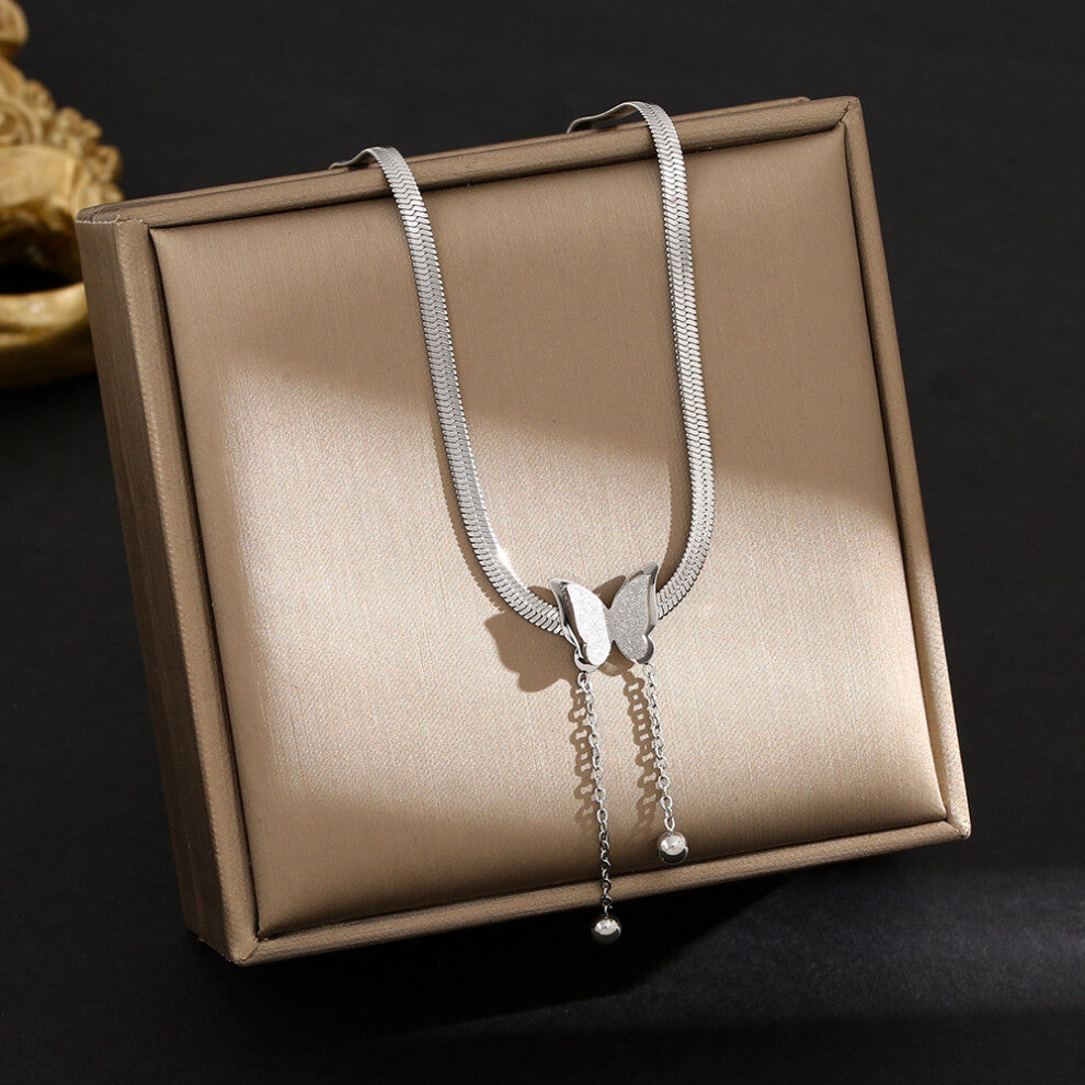 (8269-Silver) Silver titanium steel necklace for women, ins style, niche and versatile, popular collarbone chain