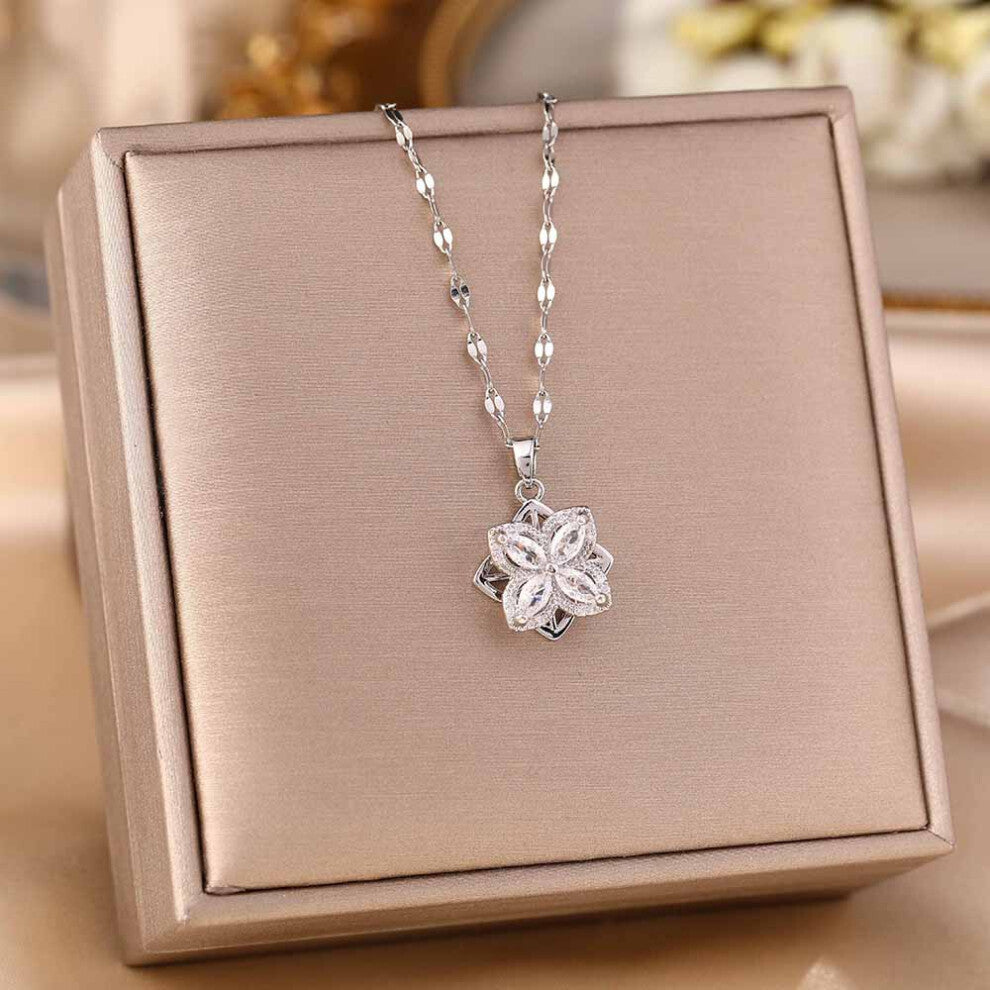 (8293-Silver) Silver titanium steel necklace for women, ins style, niche and versatile, popular collarbone chain