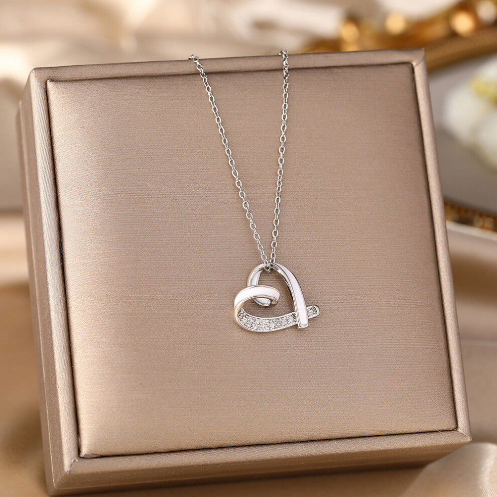 (8300-Silver) Silver titanium steel necklace for women, ins style, niche and versatile, popular collarbone chain