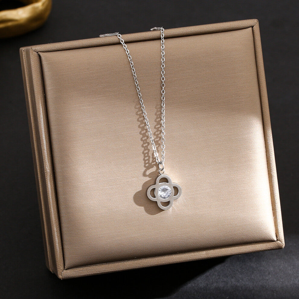 (8301-Silver) Silver titanium steel necklace for women, ins style, niche and versatile, popular collarbone chain