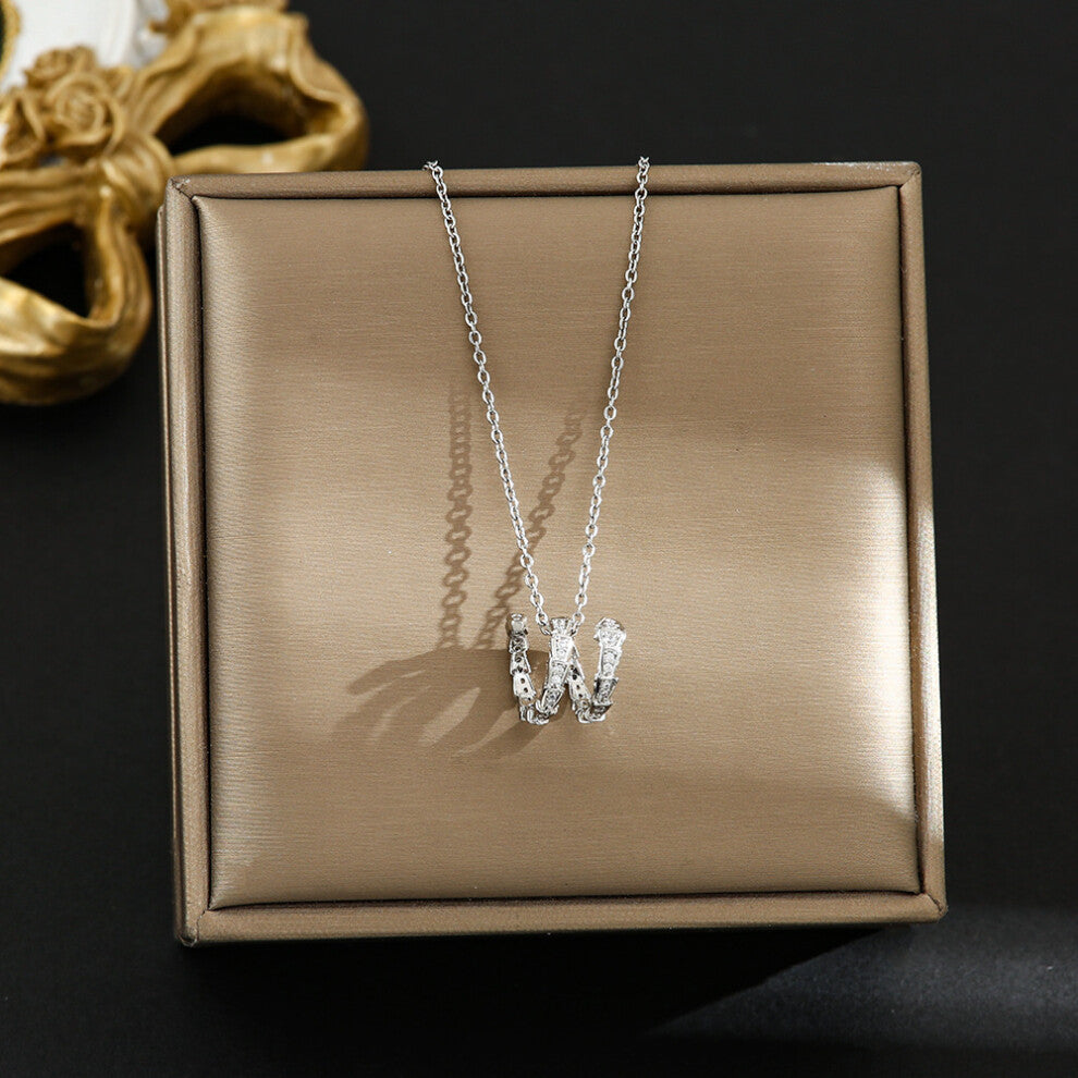 (8318-Silver) Silver titanium steel necklace for women, ins style, niche and versatile, popular collarbone chain